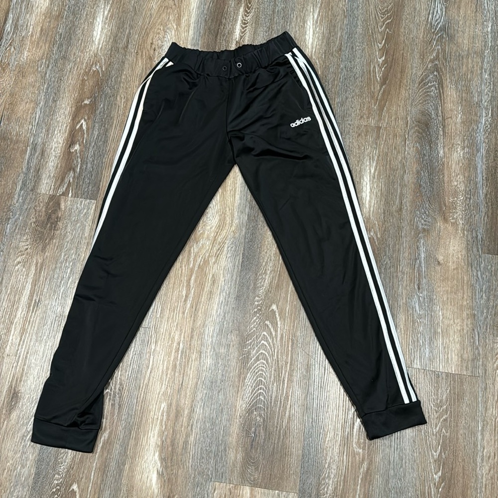 Adidas Black Joggers with White Accents